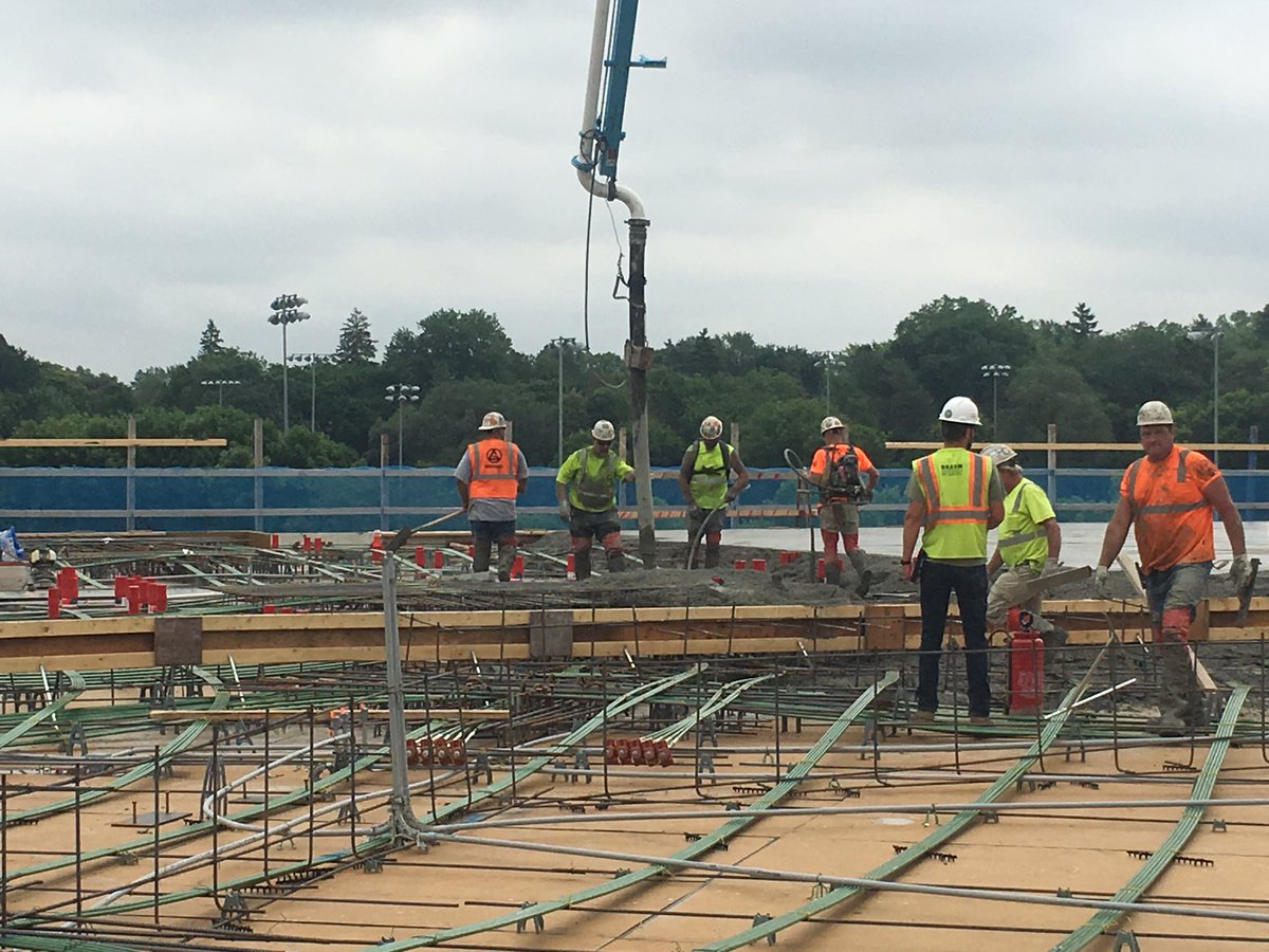 GresserCo's tweet photo. @GresserCo battled heat, humidity, and rain to place a large post tension slab at Parkers Station Flats. The pour was over 800 CYs. Thanks to everyone involved: Inland Development Partners, @Urban_Works , @weisbuilders , @CecoConcrete , @AggregateUK , @amsysco, &amp; Woodys https://t.co/JalJL2x2Ta
