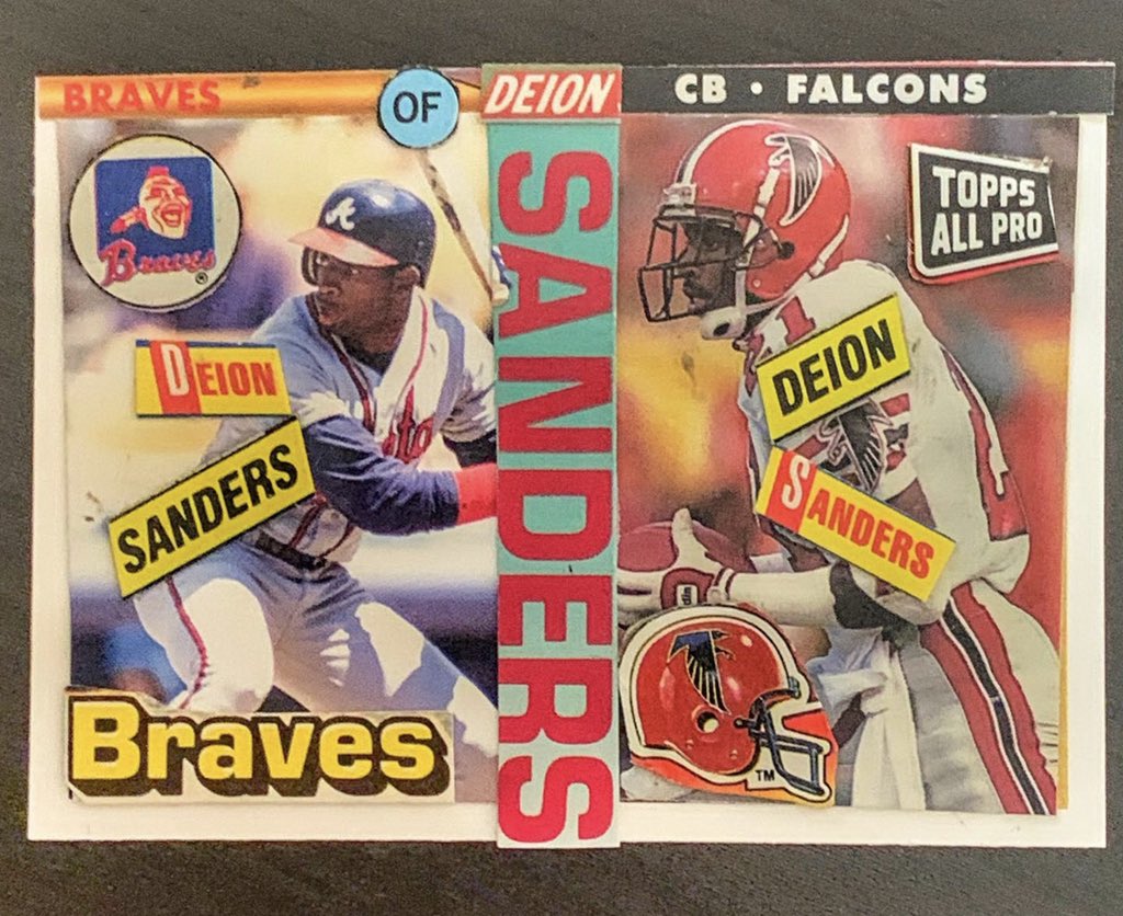 rpbailey78's tweet photo. My latest cardboard creation may be my favorite of all. @DeionSanders #Braves #Falcons #Prime21 https://t.co/bsGYD8mmiC