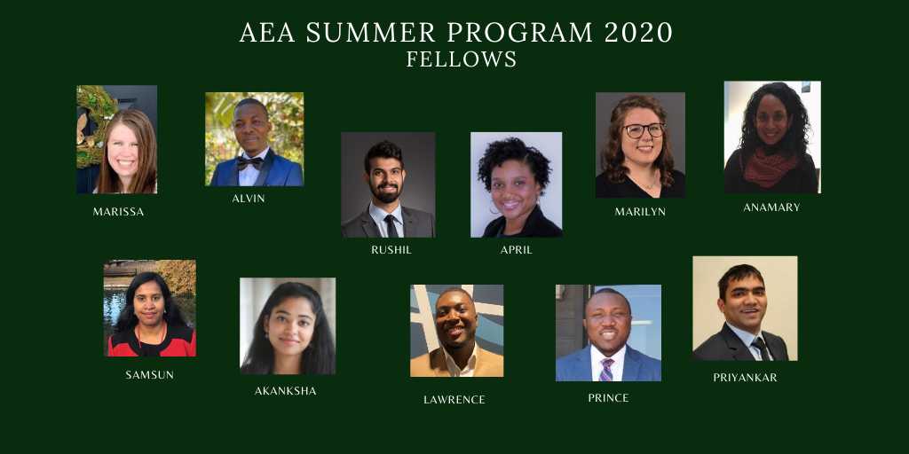 AEASPmsu's tweet photo. A big shout out to the AEA Summer Program Fellows. #AEASP20 #SummerOfEcon @michiganstateu  #FutureEconomists @N_AstouAw @AprilBurrage @kylebutts @DattaPriyankar @EckroteMarissa @ahMarilyn17 @anamaryml @iu_naher @Sirelawrence @Pkoseisarfo @Grace_Nettie @RexSitti @RushilZutshi https://t.co/Va08LIPm2q