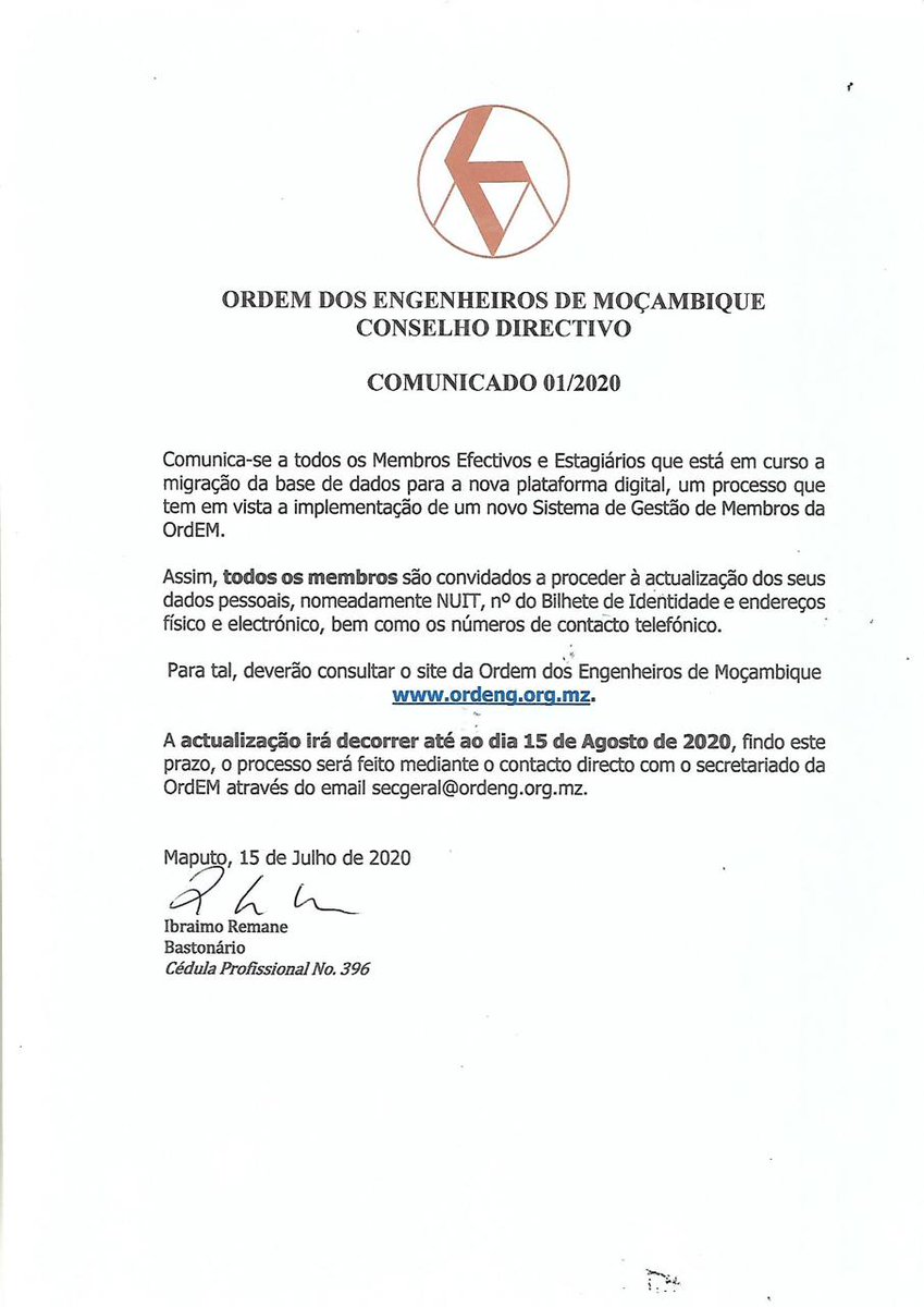 OrdEMOC's tweet photo. Estamos a introduzir um novo sistema de gestão de membros. Se é membro, por favor, visite o site da OrdEM (https://t.co/Llwi8oOC6Y) e actualize seus dados. https://t.co/G9my634cGe