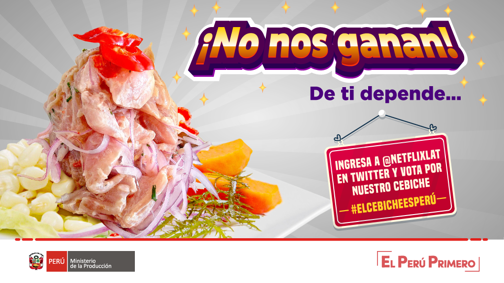 MINPRODUCCION's tweet photo. 👉 ¿Ya votaste por nuestro #Cebiche? ¡Aún estás a tiempo! 🙌🐟
@NetflixLAT nos invita a ratificar que el cebiche es el mejor plato de Latinoamérica. #ElCebicheEsPerú 🇵🇪🌎

📲 Solo ingresa al enlace y vota: https://t.co/bHUWphhODL https://t.co/WpZ7bccXGT