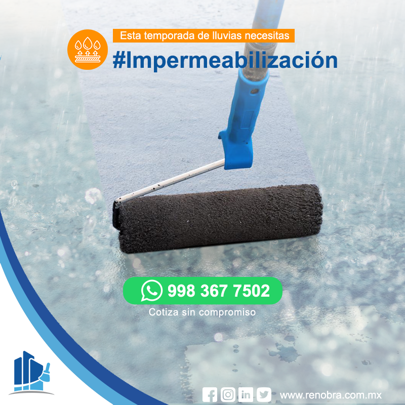 RenobraConstruc's tweet photo. 🌦🌧⛈ Las #lluvias están en camino, anticípate y solicita tu cotización para #impermeabilizar, que las lluvias se queden afuera y los mas valioso se quede dentro. 👨‍👩‍👧‍👦
Te atendemos por whatsapp: 📱998 367 7502 https://t.co/i5IlWQLmcR