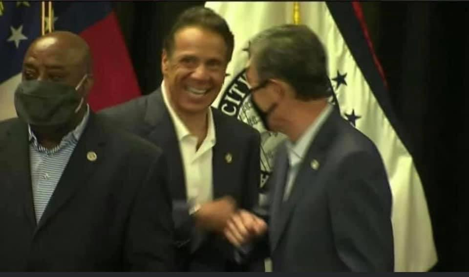 slymandan45's tweet photo. Maybe you should follow your own advice.  How come you are the only one in the picture without a mask? @NYGovCuomo  #BiggestHypocriteEver https://t.co/Yqw1FyVV0a