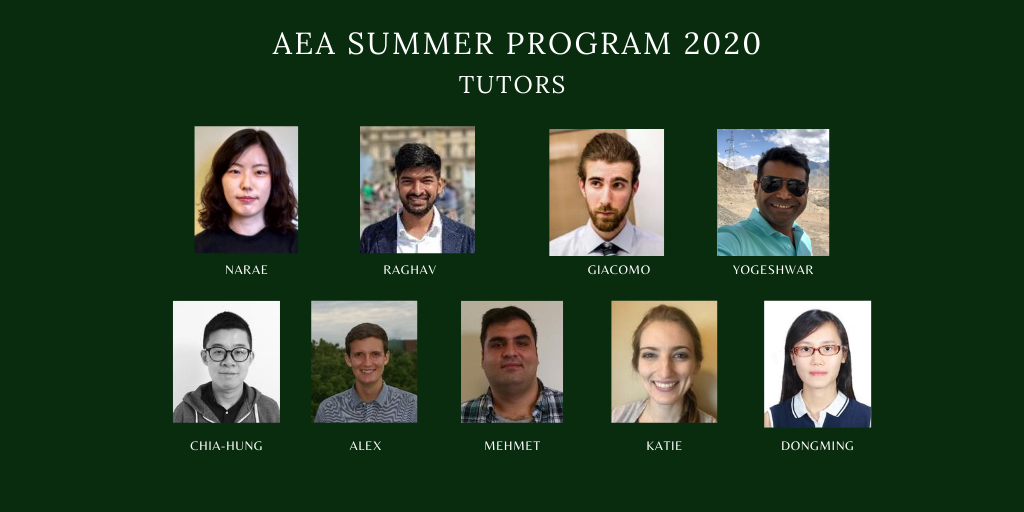 AEASPmsu's tweet photo. Tutors help make the AEA Summer Program a success. #AEASP20 #SummerOfEcon @michiganstateu @MSU_SocSci @Yogeshwarbharat @KathrynBollman @AlexJohann5 @RomaniniGiacomo @DongmingYu1 https://t.co/8jX1oUUQfV