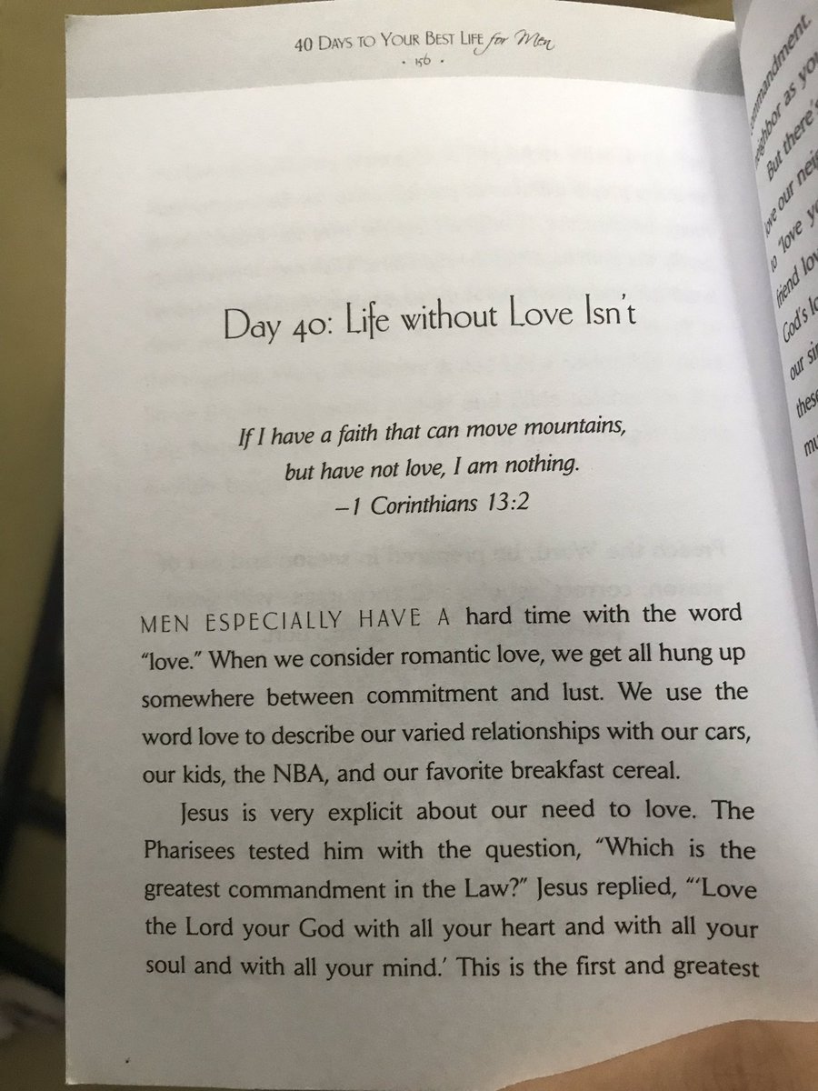 IamRose09's tweet photo. Day 40: Life without Love Isn’t #DevotionsofManWithPurpose #Lighthousebooks https://t.co/kyP8SQ6AQF