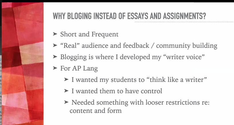 bucaria_robin's tweet photo. #Mosaic2020  #AllCountriesMatter How to have students "flex writing muscles frequently".  Thanks @JamesonAPLang https://t.co/woucuSzSHF