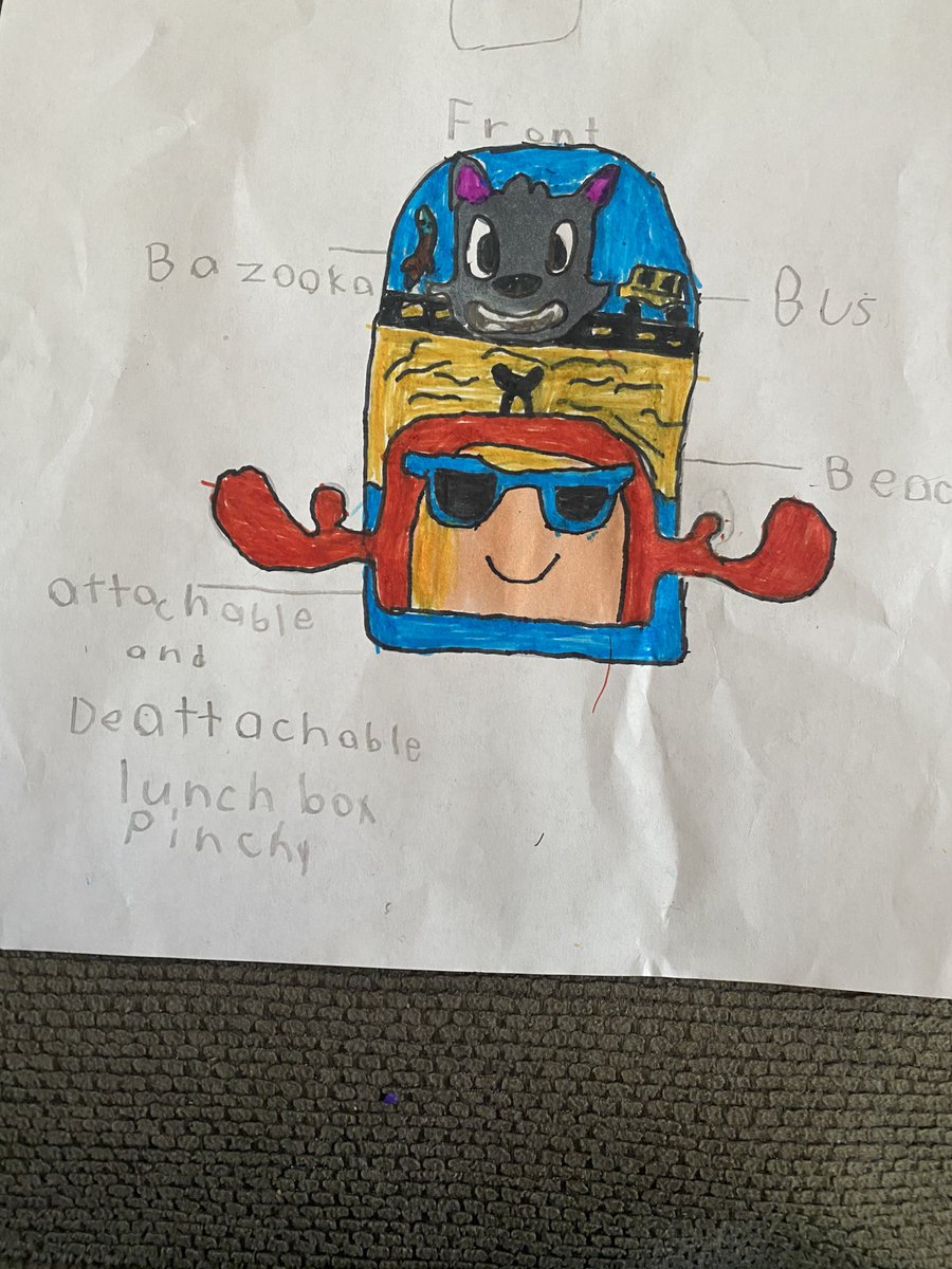 EvaJaxM's tweet photo. @DenisDailyYT This is my sons entry. He is a huge fan and loves the Pinchy and Sir Meows a lot plushies. He drew the front and back of a backpack. Enjoy! https://t.co/IzUfhpKxB5