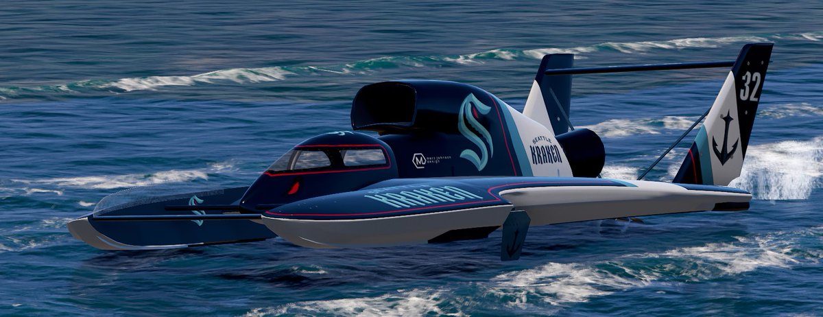 RacingGraham's tweet photo. Hey @NHLSeattle_ we love the new name! Even looks great on a Hydroplane! #UnleashTheKraken https://t.co/unZdByvHoJ
