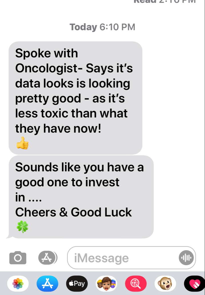 ltlpgy's tweet photo. $ATNM - I own quite a bit of this stock, so I asked my husband (a surgeon) to run it by an oncologist friend of his and this is what he said: https://t.co/jfPtHhGoaN