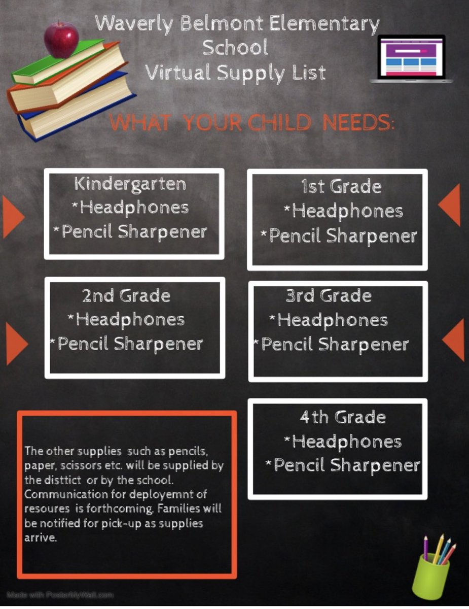 Here is the school supply list for this year. As you can see the school will be providing pencils, paper, etc.  If you have any questions/concerns please don’t hesitate to reach out.