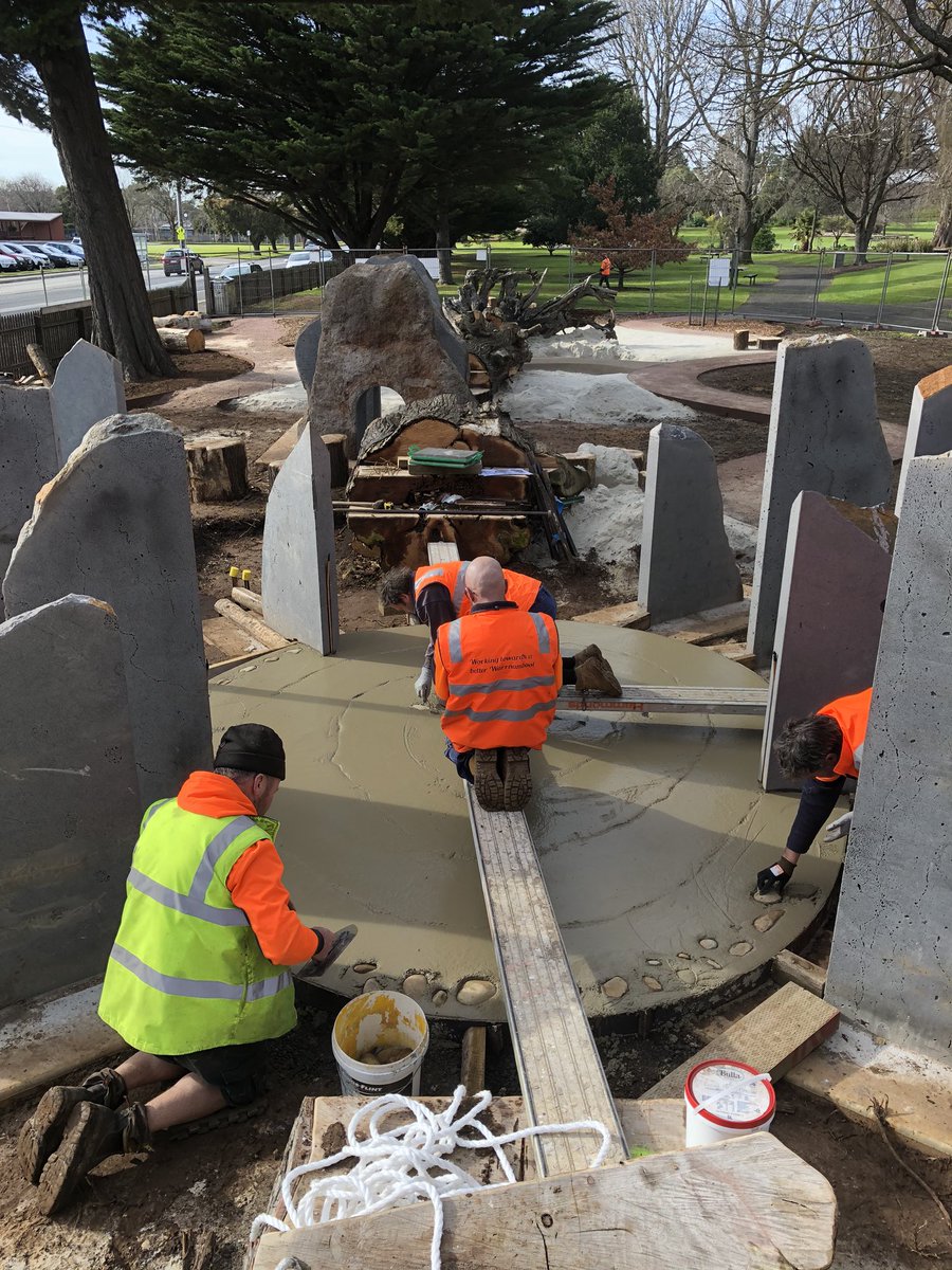 Bundogs's tweet photo. Seeding the rocks in the water play slab area #warrnamboolbotanicgardens #pickmyproject #naturebasedplayspace https://t.co/32ukZ8W82t