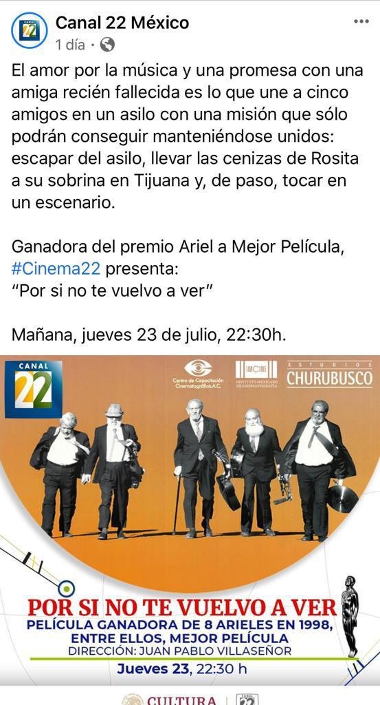 zaidefans's tweet photo. Es hoy! Ponle al @Canal22 a las 10 y no te pierdas este film super premiado, donde @ZaideSilvia ganó un @premiosariel por Coprotagonista Femenina... https://t.co/hgjxXEQouD