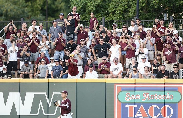 wdrummond17's tweet photo. @Jared_Carrabis Whole squad took over Hawkins field in Nashville for a super regional, plus a rain delay at the Chili’s down the street. Vandy &amp; Mississippi State traded walk-off bombs in the first two games, then an extra inning rubber game to win the series. https://t.co/5nZzBBhNhl