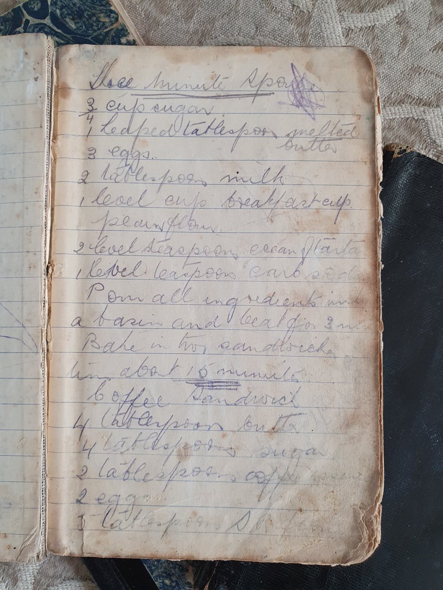 bibliotekatt's tweet image. As a single-handed lady, I couldn't participate in   #TheGreatRareBooksBakeOff #BakeMonash Instead, I'm sharing extracts from recipe books from 1900-1967 belonging to my grandmother &amp;amp; her mother. Check out 10 April 1942 in Omeo when "May the Hen laid - what a wonderful bird!"