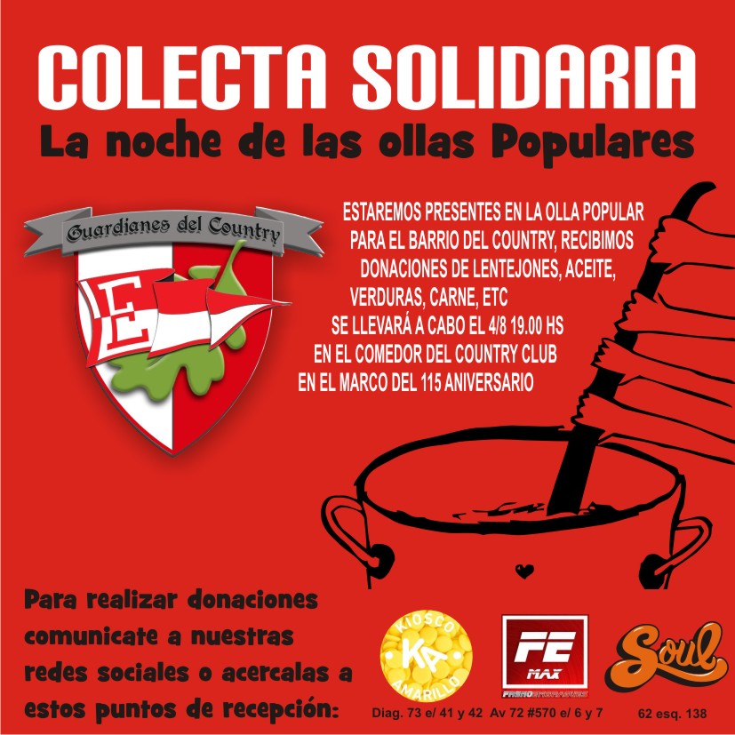Colecta solidaria para la Noche de Ollas Populares en nuestros #115añosdegloria. Entre todos hacemos el club cada día más grande. <a href="/EdelpOficial/">Estudiantes de La Plata</a>  <a href="/PinchaSolidario/">Pinchas Solidarixs</a>