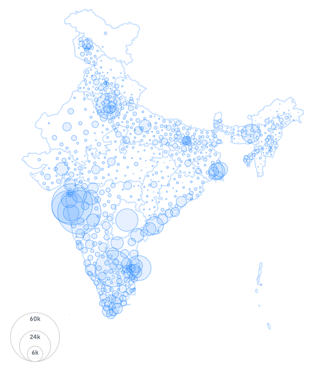 The white spaces seen barring deserts and oceans are areas of concern. It is not possible to have unexplained bands of immunity in these areas. As the pandemic spreads out, the missed areas are most vulnerable for mortality. Source:  https://www.covid19india.org/  1ofN