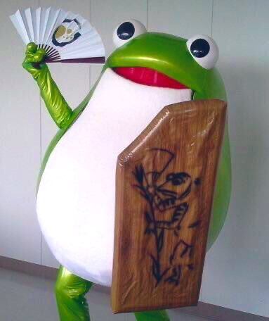 Kerohira with the ancient drawing that inspired his design: 