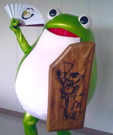 Kerohira with the ancient drawing that inspired his design: 