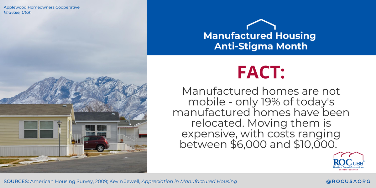 ROCUSAorg's tweet photo. A common stigma surrounding #manufacturedhousing is that the homes are mobile. Since @HUDgov regulations in 1976, manufactured homes have been permanent structures designed to stay where they are sited.
#RightAtHome2020 ποΈ https://t.co/e0q7i4eu72