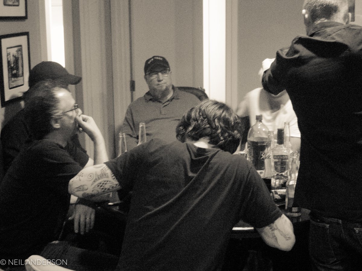 tourmanagerneil's tweet photo. Some of the Only Revs recording team... GGGarth, Dave Schiffman, Wes Seidman, Ben Kaplan, Nick. the outdoor shot was after the dinner we had after the record was finished, somewhere on LaBrea in Los Angeles. #TimsTwitterListeningParty https://t.co/QVXHe8xlQQ