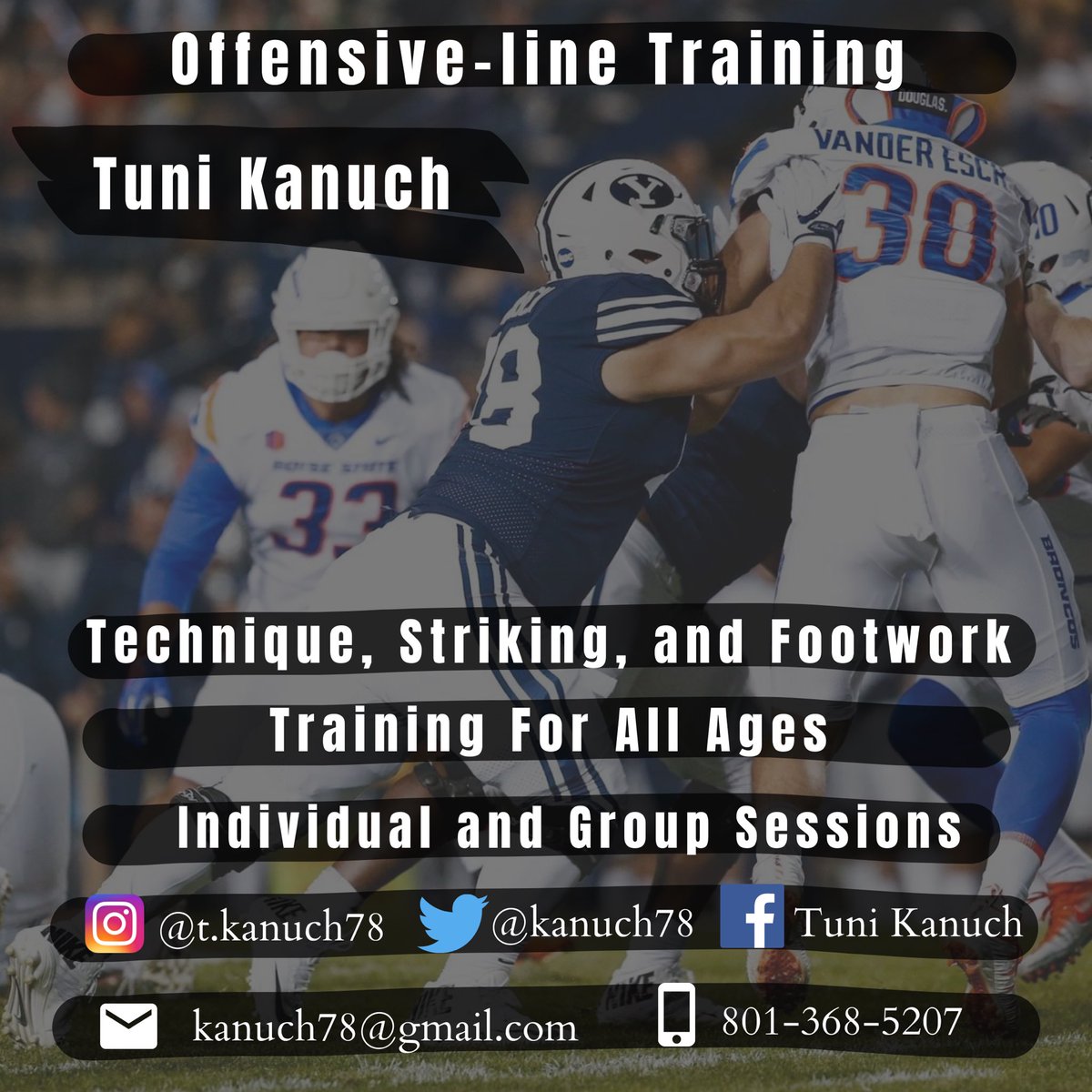 kanuch78's tweet photo. Over the past year I have been casually coaching and I’ve decided to make it official. Now offering individual and group training for offensive-linemen. Prices vary for elementary to 8th grade and 9th to 12th grades. Message me for details. https://t.co/9v8a0MzBuw