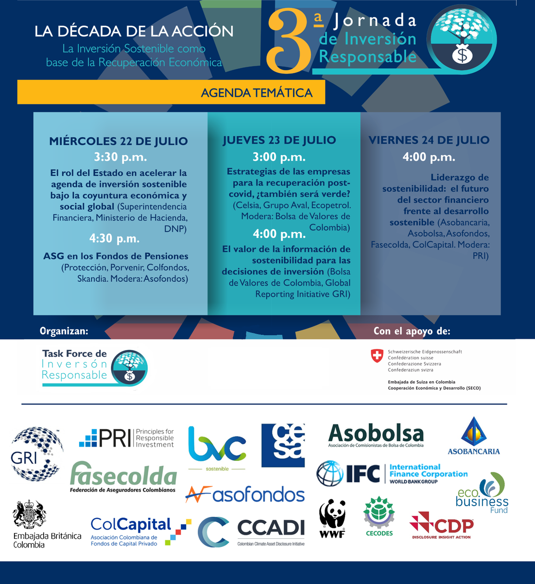 ColCapital_'s tweet photo. Avanza la 3era Jornada de Inversión Responsable, el evento más relevante en materia de inversión sostenible en Colombia. #JornadaInversionResponsable
Consulte aquí la agenda.
Inscríbase en https://t.co/WpVunJCmzZ https://t.co/cFOWNK4429