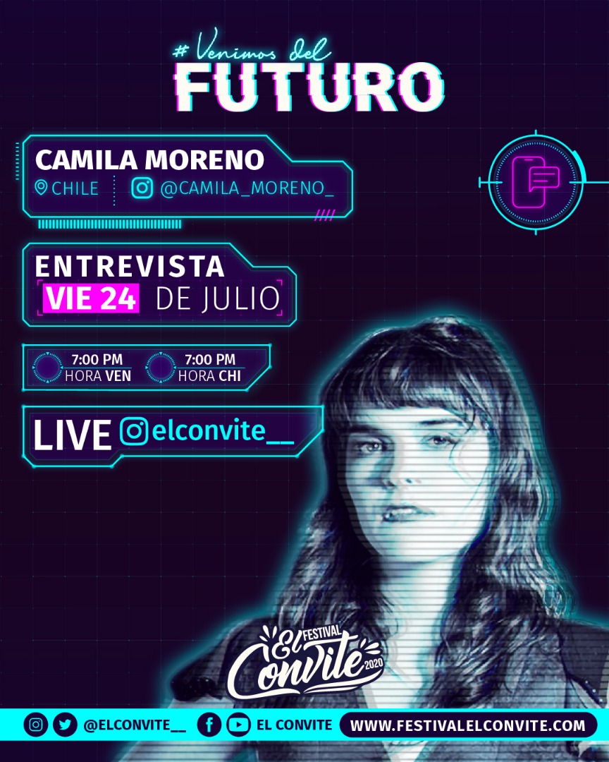 Este viernes tendremos en entrevista a <a href="/camila_moreno_/">camila morez</a> desde Chile 🇨🇱

Es una de la figuras de su generación en la música chilena que destacaron  en la segunda década del siglo XXI ⁣
⁣
#VenimosDelFuturo⁣
#FEC2020⁣
#CamilaMoreno