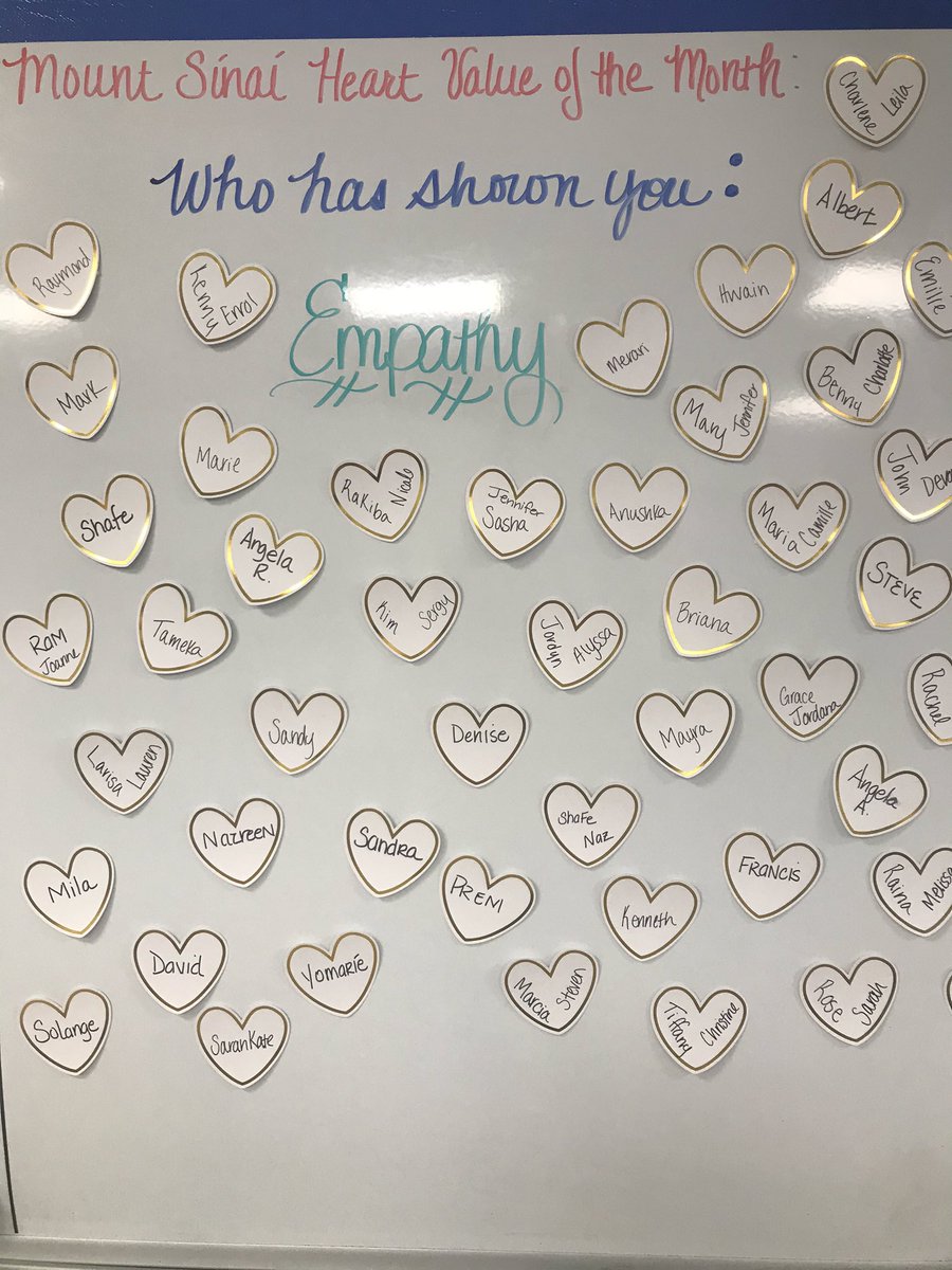 Happy to see all of #7East has practiced #Empathy for July’s #MSHValue of the month 😃! #heartofthematter <a href="/IntrepidRN_NYC/">No one.</a> <a href="/BethOliverVP/">Beth Oliver</a> @HaydeeG61219729