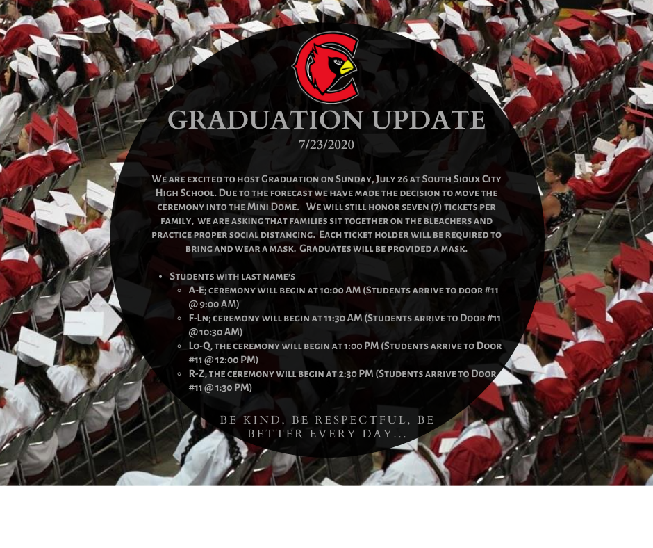 SSC_CARDINALS's tweet photo. An update on Graduation. https://t.co/c0ggBk8hAd