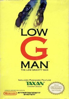 Some of these expat games were co-productions conceived by the American branches. For example, Ken Lobb designed Low G Man (The Low Gravity Man!) but the Japanese studio KID handled the rest of the development. Too bad it never came out in Japan, possibly with better cover art.