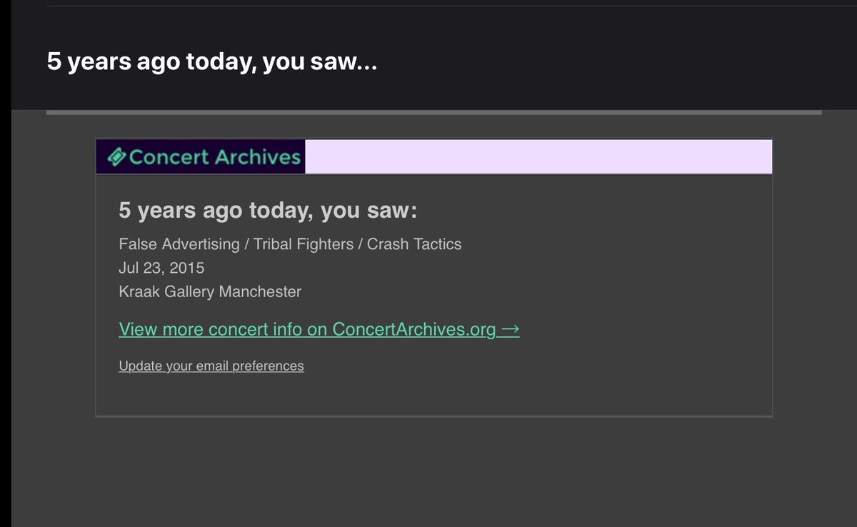 Five years since my first <a href="/falseadv/">False Advertising</a> gig! 🎉🎉