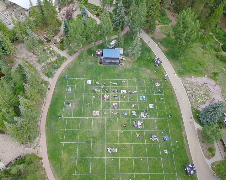 VailGov's tweet photo. The innovation and creativity of our local events in the face of an unprecedented summer has been so inspiring.
Photos: 1. @vailjazz's Jazz in the Park at Betty Ford Alpine Gardens. 2. Limited audience size and social distancing at Gerald R. Ford Amphitheater. #VailSummer https://t.co/YG4CpHjuUP