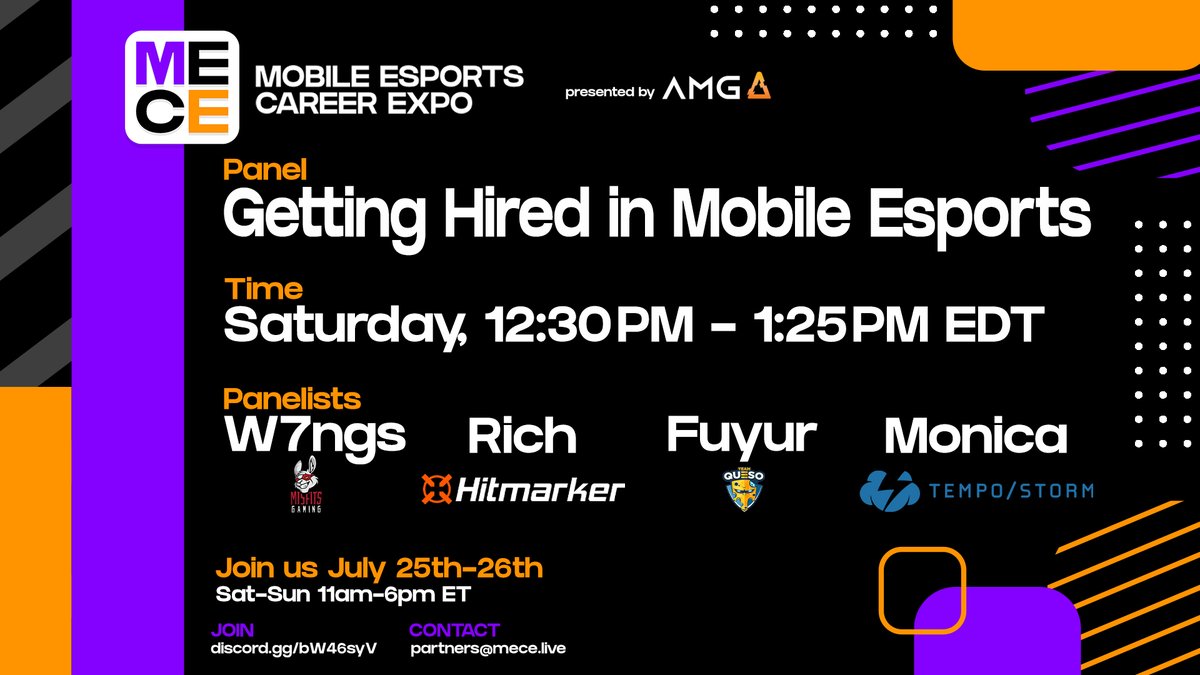 Next up, get insights on how to get your foot in the door with Getting Hired in Mobile Esports!

Panelists:
<a href="/W7NGS/">Alex / W7NGS</a>
<a href="/RichardHuggan/">Richard Huggan</a>
@Fuyur_TQ
<a href="/MonicaXgg/">Monica</a>
 
📺➡️youtube.com/channel/UC-VfE…