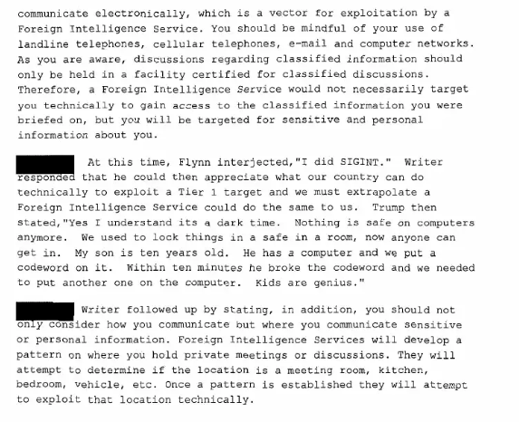 Remember as you read THIS section of the briefing, Pientka is 'observing' Flynn here because he's under investigation for being a Russian agent. Then Pientka will show up in the White House 5 1/2 months later to discuss Flynn's CONTACT WITH THE RUSSIAN AMBASSADOR.