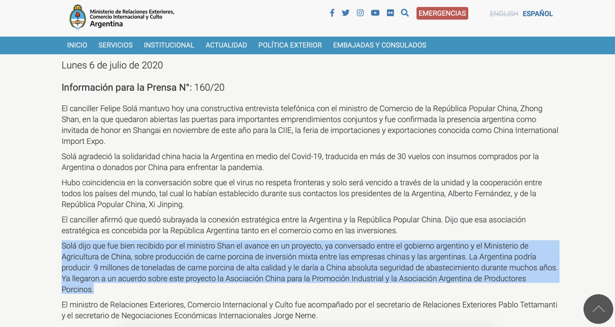 TaisGadeaLara's tweet photo. ¿Qué se sabe sobre el acuerdo? 🤔 Aún no está firmado. El pasado 6 de julio @CancilleriaARG informó de avances en el proyecto para producir localmente 9 millones de toneladas de carne porcina para garantizarle abastecimiento seguro a China por muchos años https://t.co/XQOzt9beiQ