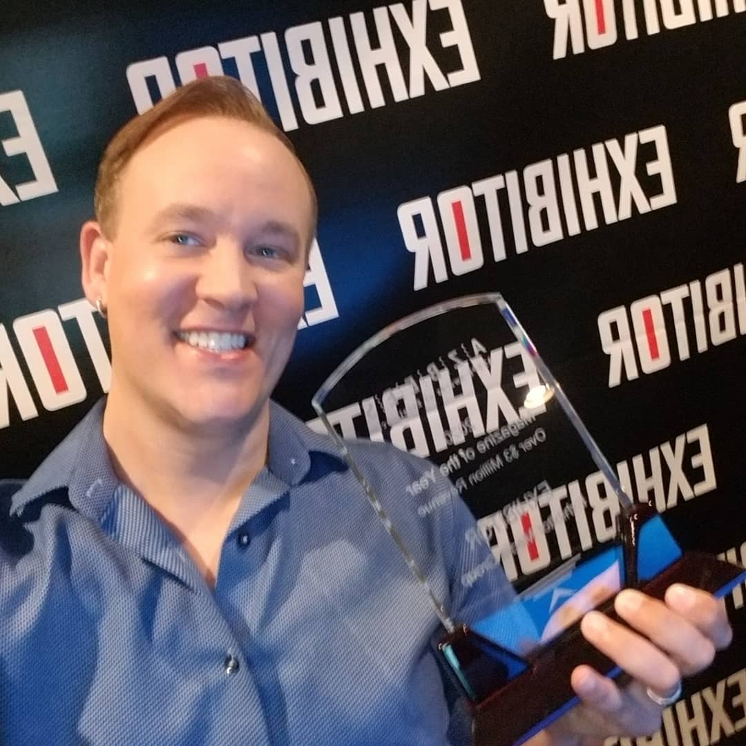StantonTravis's tweet photo. I'm excited to be officially accepting the @ASBPE Magazine of the Year Award in the association's virtual recognition event. Congrats to everyone at @exhibitormagazine on an incredible achievement! #azbeeawards #asbpe #magazines #media #publishing https://t.co/aSoxRtGvze