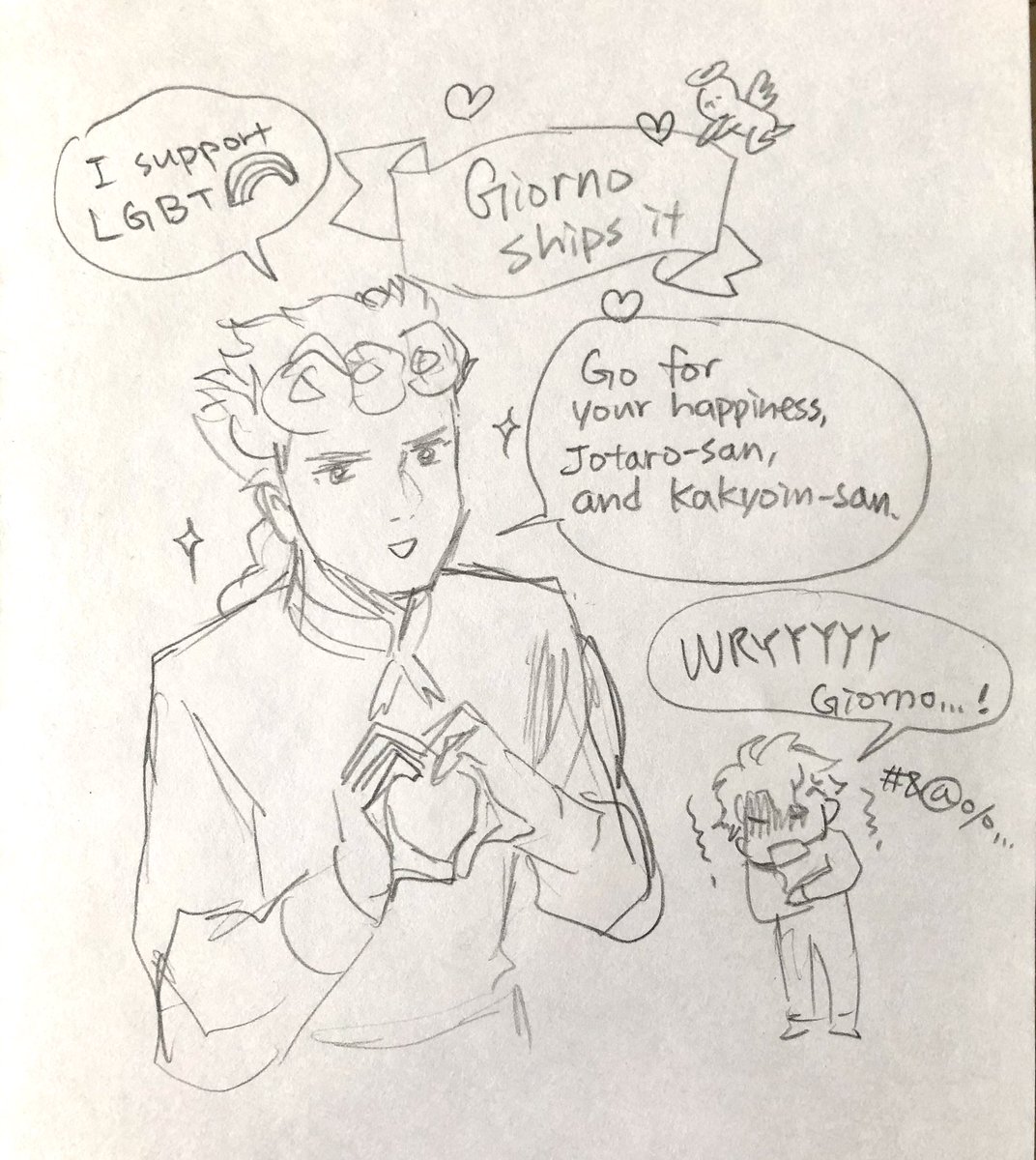 Doodling it out quickly... so...
Dio Jr. is that annoying kid...?
Giorno tho???
#Jotakak 