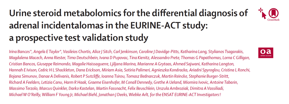 #1 New  @IMSR_UoB  @UoB_IAHR research: Urine steroid metabolomics for the differential diagnosis of adrenal incidentalomas: a prospective test validation study – learn all about the  #EURINEACT study in this twitter thread and read its results  #OpenAccess  http://www.thelancet.com/journals/landia/article/PIIS2213-8587(20)30218-7/fulltext