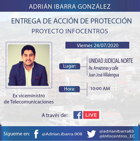 adrianibarra83's tweet photo. NO escatimaremos ningún esfuerzo para PRESERVAR el derecho a la conectividad de nuestras parroquias rurales. 

Ante esta NESFASTA pretensión de cerrar los INFOCENTROS el día de mañana estaré ingresando la ACCIÓN DE PROTECCIÓN correspondiente junto al Defensor del Pueblo. https://t.co/yuUku6Ltq7