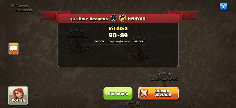 #GoFinal 😍😍 Guerra top pela SEMIFINAL da MLCW mwl!! ⚡ Parabéns time..GG <a href="/HighVoltCoC/">HighVolt</a> ! War op, tnks❣  <a href="/MinerLeagueCW/">MLCW</a>