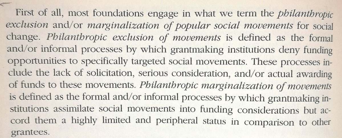 Also for anyone interested in the philanthropy/social movement interface (looking in yr direction here  @irfan_fozia ), this typology of 3 ways funders can undermine social movements is really interestingFirstly through marginalisation/exclusion of movements: