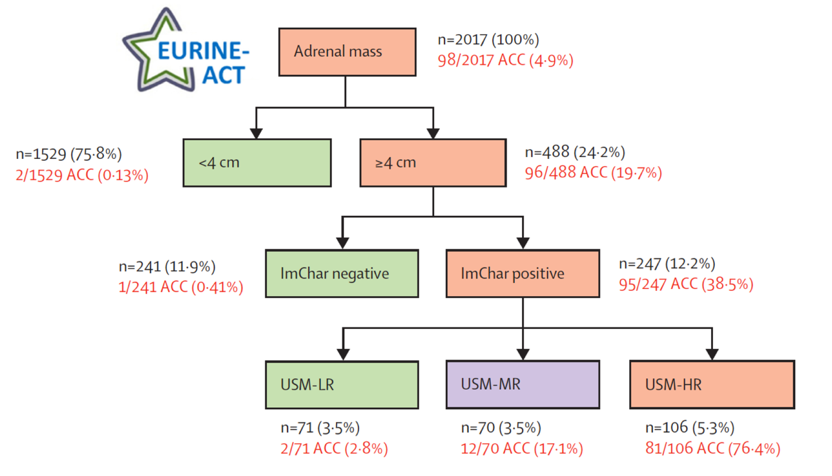 #8 Applying urine steroid metabolomics to adrenal masses >4cm and with unenhanced CT attenuation >20HU is likely to improve detection and time to surgery in  #ACC and help avoid unnecessary scans and surgeries in benign masses  http://www.thelancet.com/journals/landia/article/PIIS2213-8587(20)30218-7/fulltext