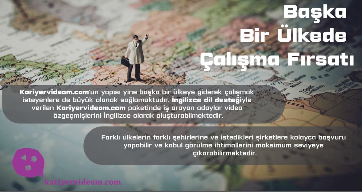 Hayalini kurduğunuz bir ülkede yaşamak için... 

Kariyervideom.com, video özgeçmişin Türkiye’deki TEK adresi! 

#kariyervideom #kariyer #videocv