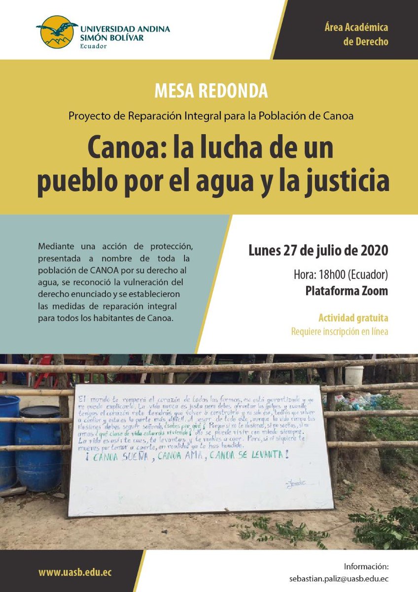 OJCEcuador's tweet photo. 🔴Link de inscripción https://t.co/8vYvx6P7o9 del evento «Canoa: la lucha de un pueblo por el agua y la justicia». Les esperamos el lunes, a partir de las 18:00 https://t.co/4e4xwwnqcC