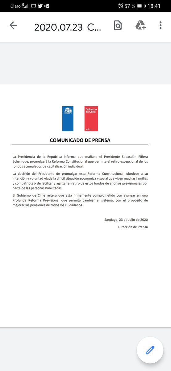 valegodoyb's tweet photo. Presidencia confirma que mañana se promulgará reforma del retiro de fondos @Cooperativa https://t.co/IRfZEKZwoz