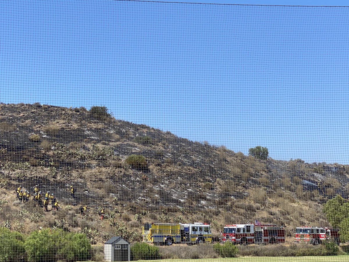 CI_Police's tweet photo. Thanks to @vcfd_pio @fedfire72 @OxnardFire and @calfire for working the #LewisFire Update: Firefighters have the active fire knocked down with smoldering spots left. All aircraft have been released. Crews will be out mopping up hotspots for the next few hours. https://t.co/teJthhKsZw