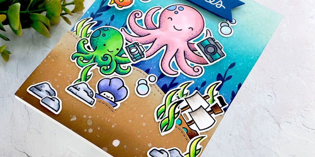 lawnfawn's tweet photo. Mindy shares some great tips for Copic coloring and scene building in a new video featured today at the blog! Her Ocean Shell-fie card is adorable! https://t.co/F3fuJ8MypO https://t.co/2IzuXjAwQw