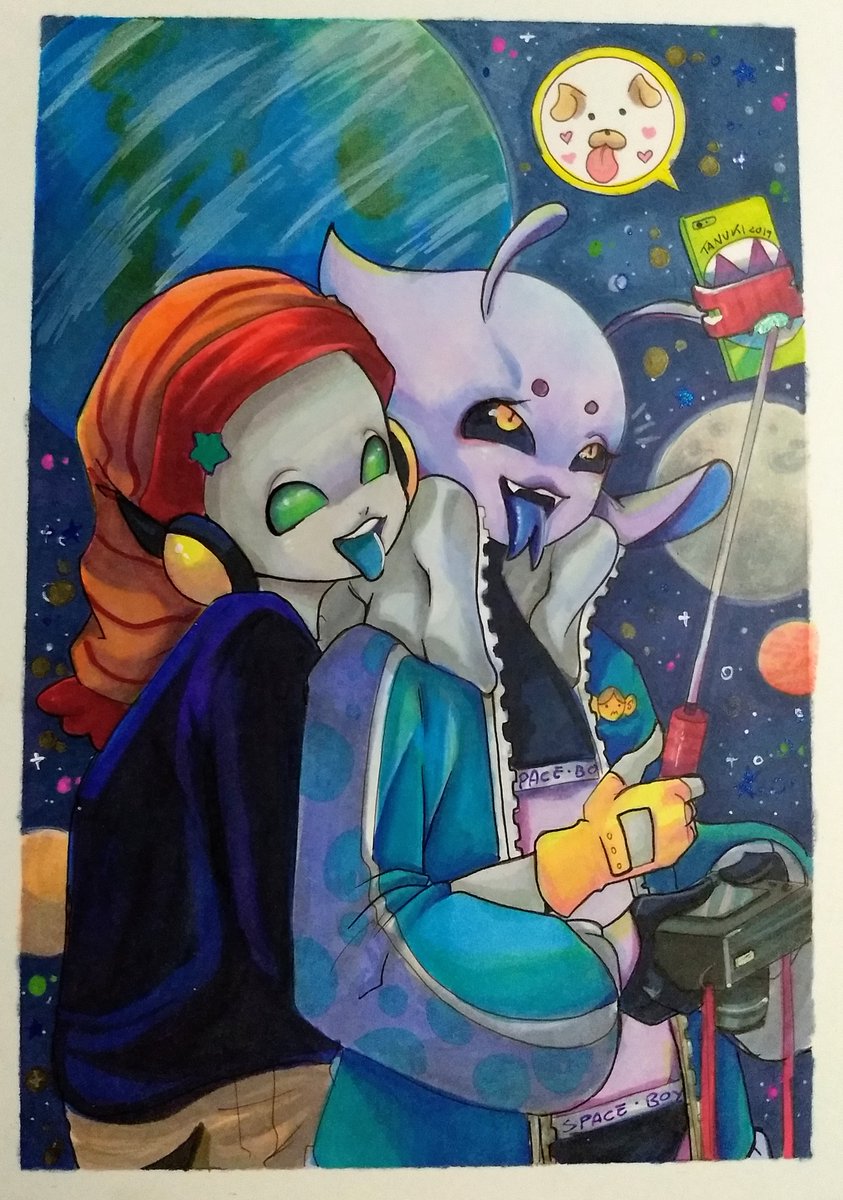 Tanuki_mapaches's tweet photo. ✨Vinyl &amp; Chill ✨
My 2 alien boys traveling space together ♥️space dorks ♥️
#traditional #Marker #copic #scifi #alien #BL https://t.co/7GP2jG6MK5