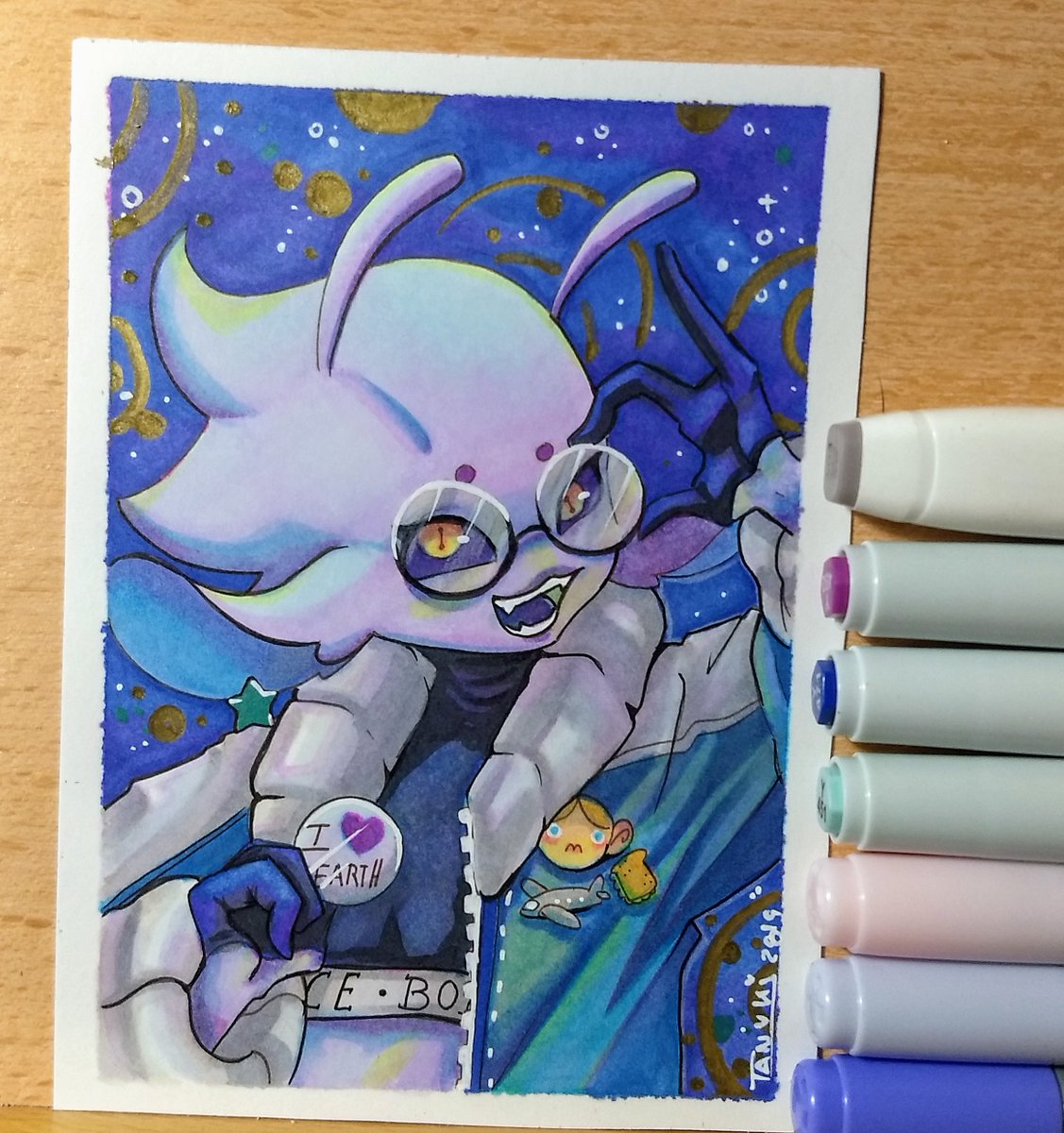 Tanuki_mapaches's tweet photo. ✨Vinyl &amp; Chill ✨
My 2 alien boys traveling space together ♥️space dorks ♥️
#traditional #Marker #copic #scifi #alien #BL https://t.co/7GP2jG6MK5
