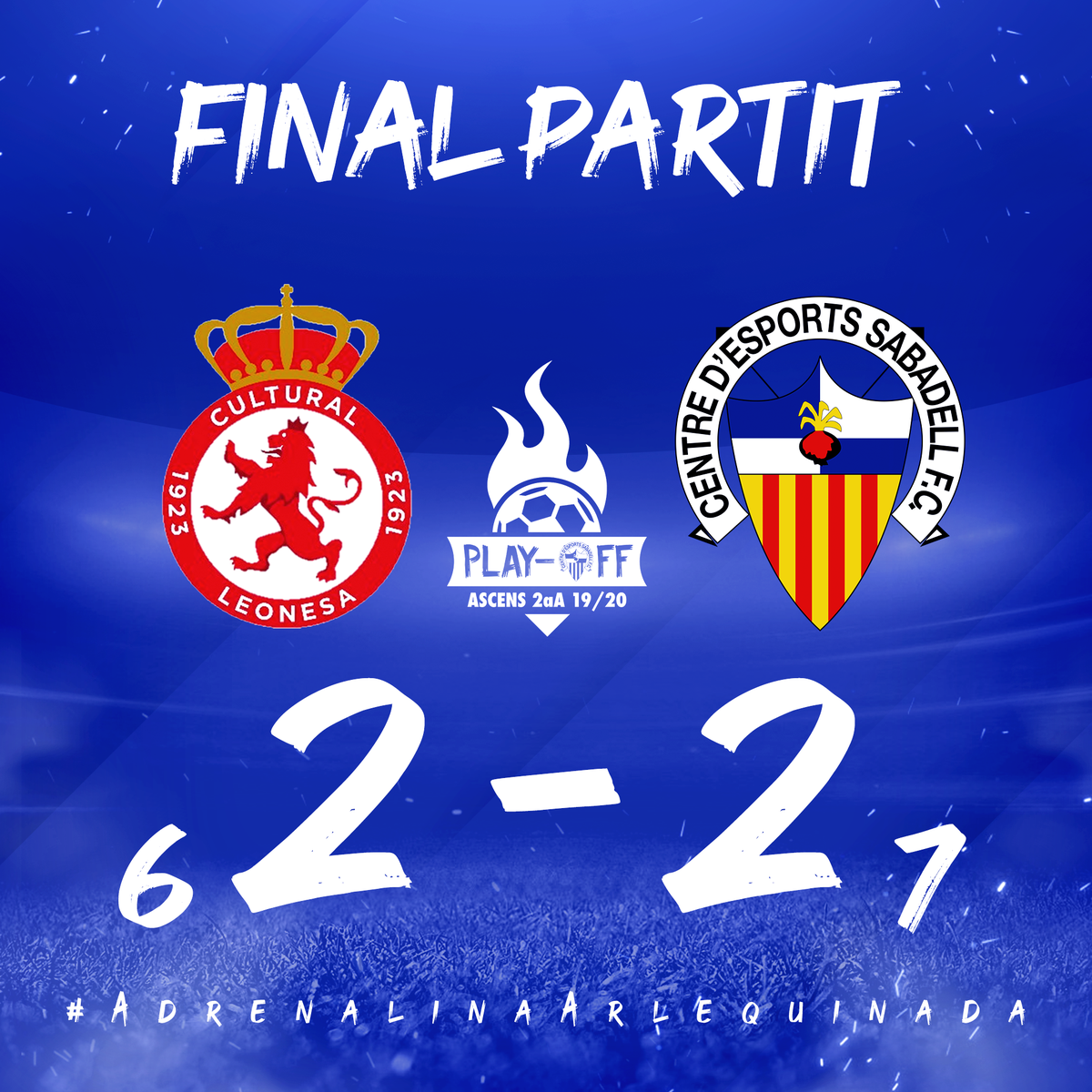 ⏱️ FINAAAAL al Ciudad de Málaga | <a href="/CyDLeonesa/">Cultural y Deportiva Leonesa</a> 2 (6)  - <a href="/CESabadell/">CE Sabadell 🧅</a> 2 (7)

🔥 Ho hem tornat a fer! 🔥

A LA FINAL DEL PLAY-OFF!

SABADEEEEEEEEEEEEEEEEEEEEEEEEEEEEEELL!

💙 A 1 partit del SOMNI!

💻 Us volem llegir, afició!

#3PartitsPerunSomni | #AdrenalinaArlequinada